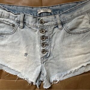 FP Light Blue Distressed Denim Shorts